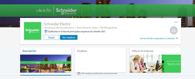 Schneider Electric pagina de empresa en LinkedIn